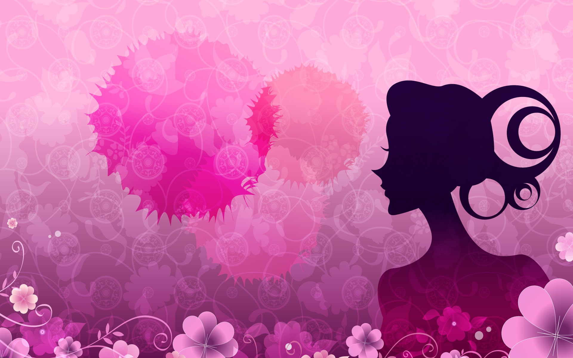 Wallpaper Vector Women Pink Flowers - Women Backgrounds - HD Wallpaper 