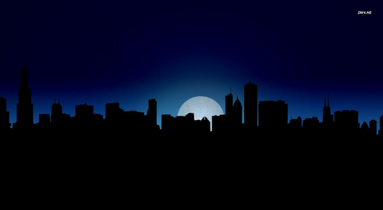 Chicago Skyline At Night Wallpaper Vector Wallpapers - Dark Cartoon City Background - HD Wallpaper 