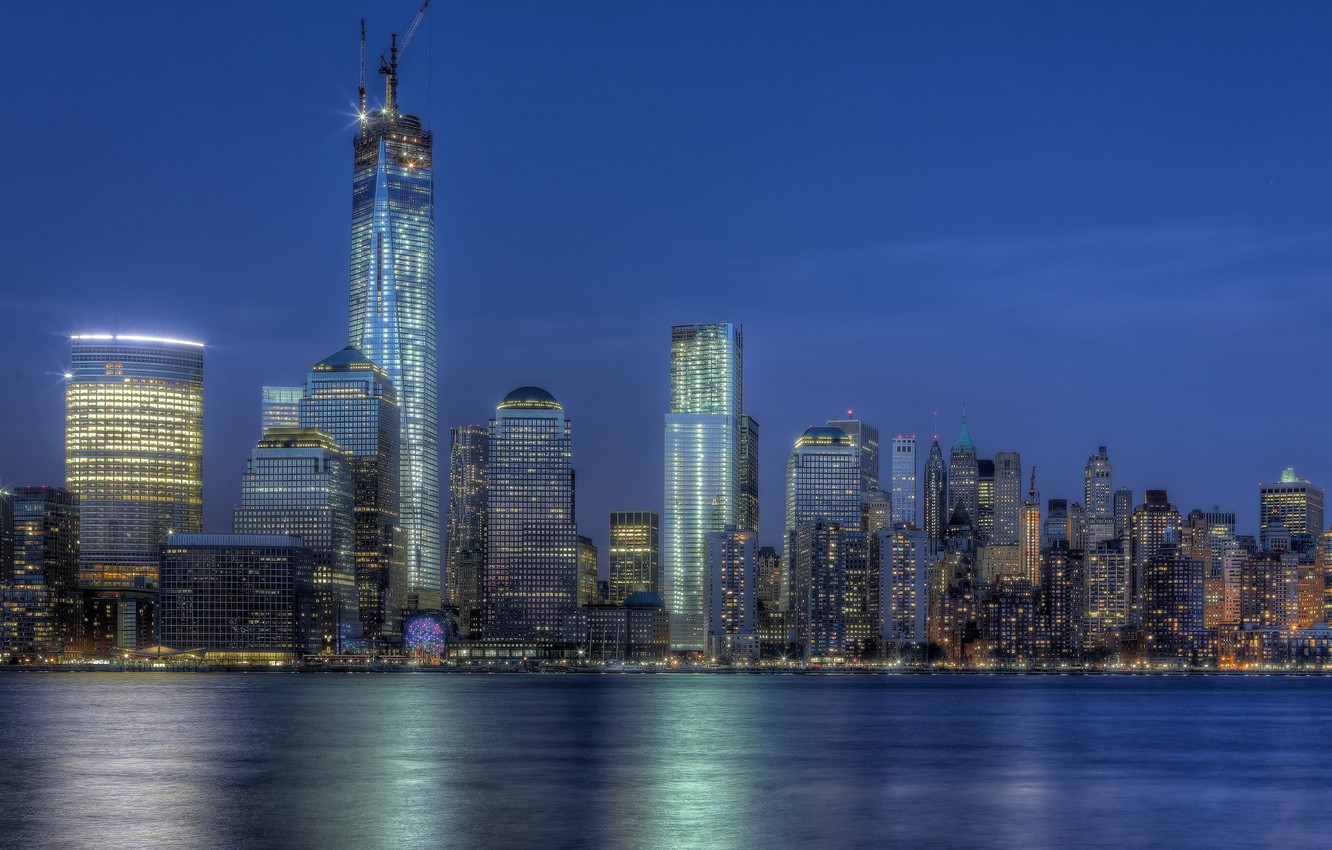 Photo Wallpaper Building, New York, Night City, Manhattan, - Nyc Wallpaper The One World Trade Center - HD Wallpaper 