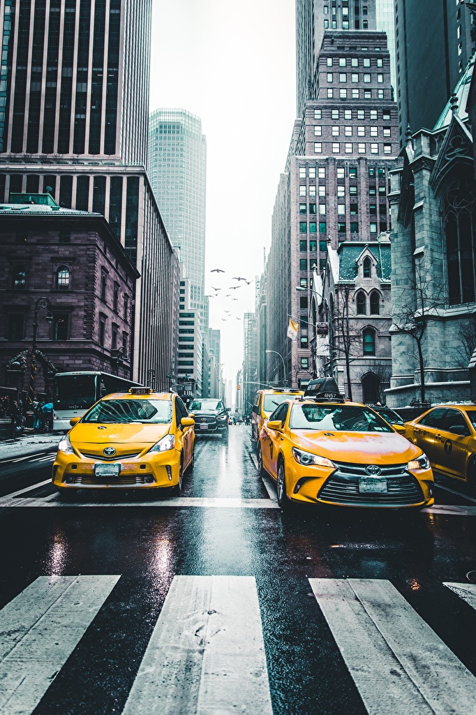 Taxis In New York Hd - HD Wallpaper 
