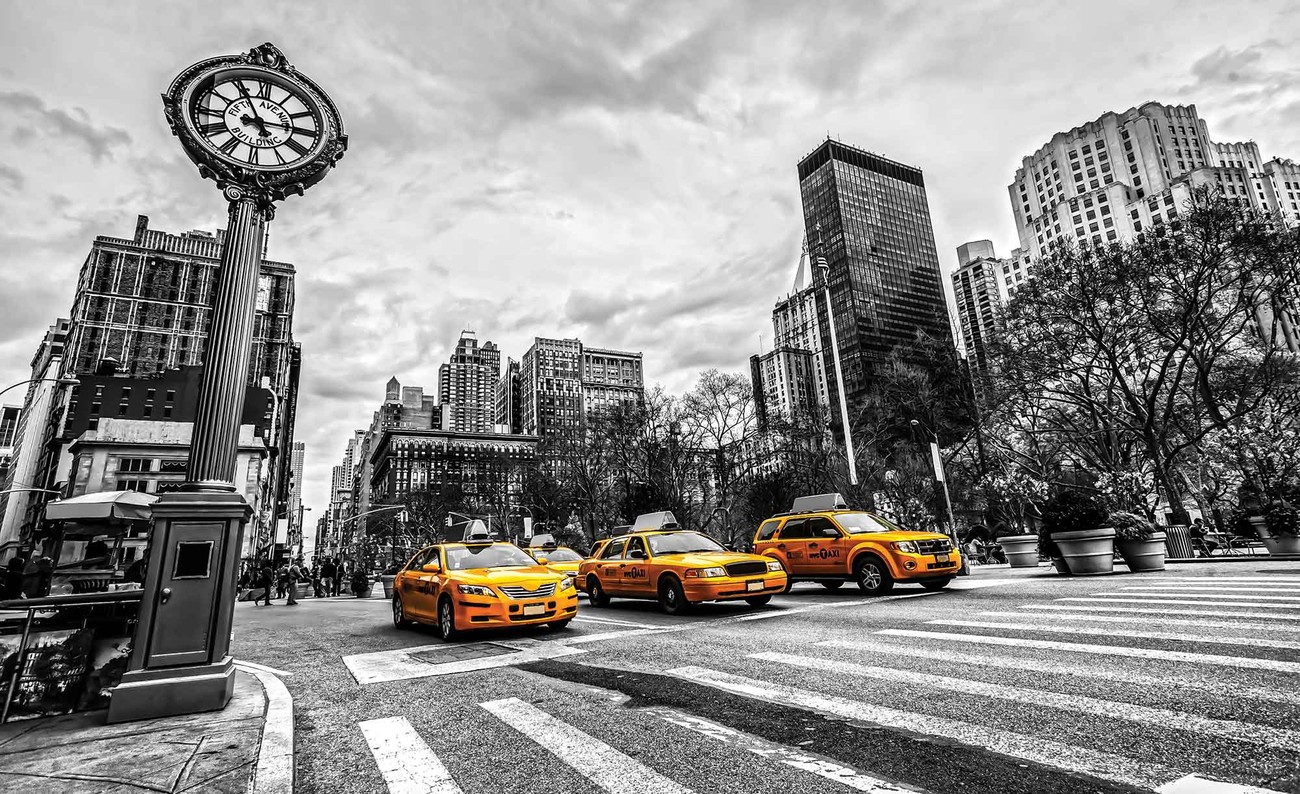 New York City Cabs Wallpaper Mural - Wall Paper New York - HD Wallpaper 