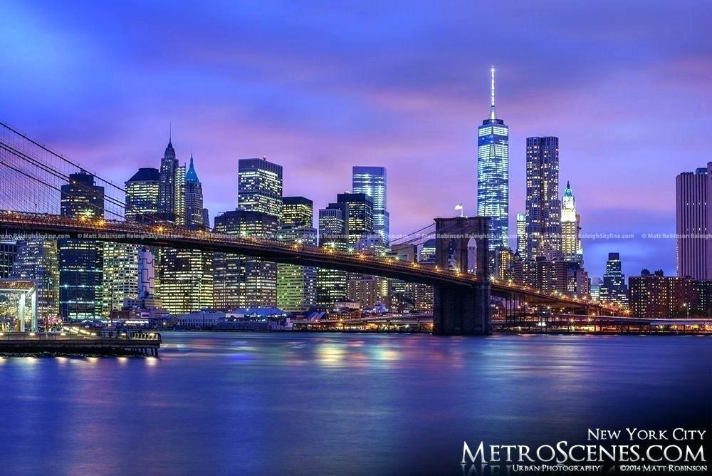 New York Skyline At Night Wallpaper Stunning New City - Brooklyn Bridge - HD Wallpaper 