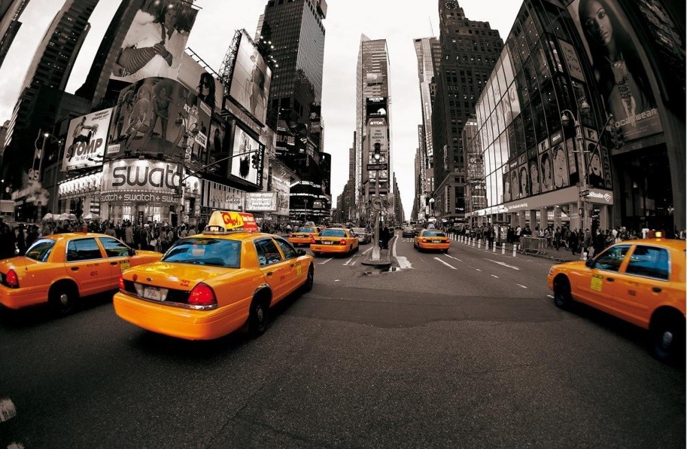 Times Square Taxi Wallpaper Mural - New York Taxi Wall Mural - HD Wallpaper 