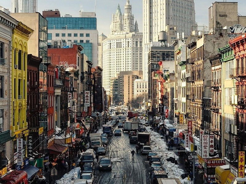 Winter Street In Chinatown New York City Wallpaper - Chinatown - HD Wallpaper 