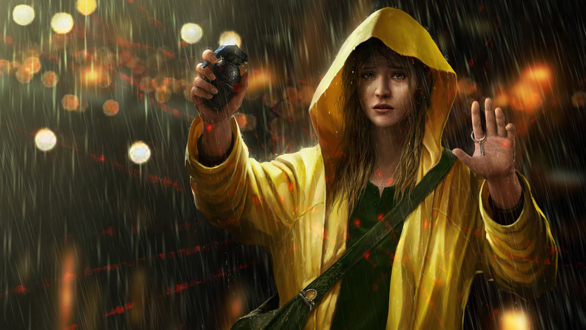 Sad Girl In Rain Wallpaper For All Desktop Monitors, - Girl In Yellow Raincoat - HD Wallpaper 