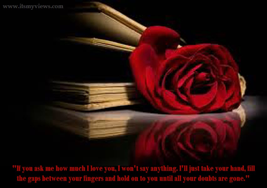 Red Rose Romantic With Quotes Picture With Book 2013 - Roses And Book Quotes - HD Wallpaper 