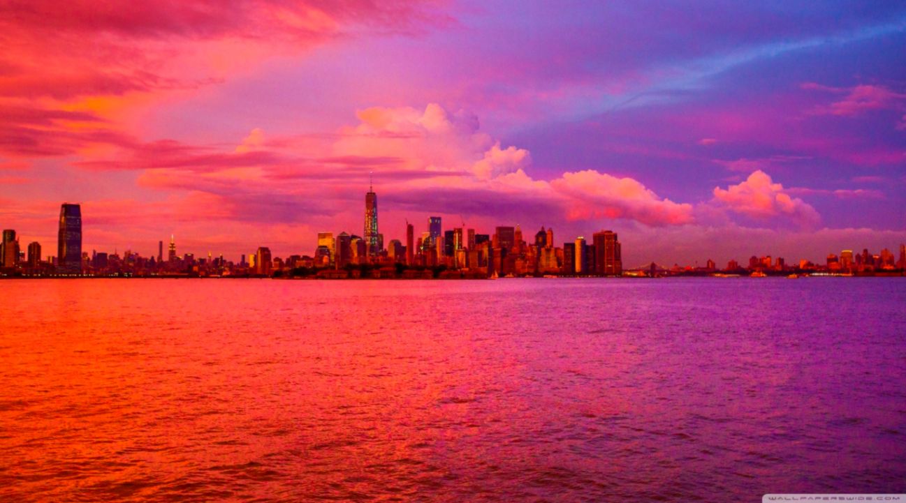 New York City Pink Sunset ❤ 4k Hd Desktop Wallpaper - New York Sunset 4k - HD Wallpaper 