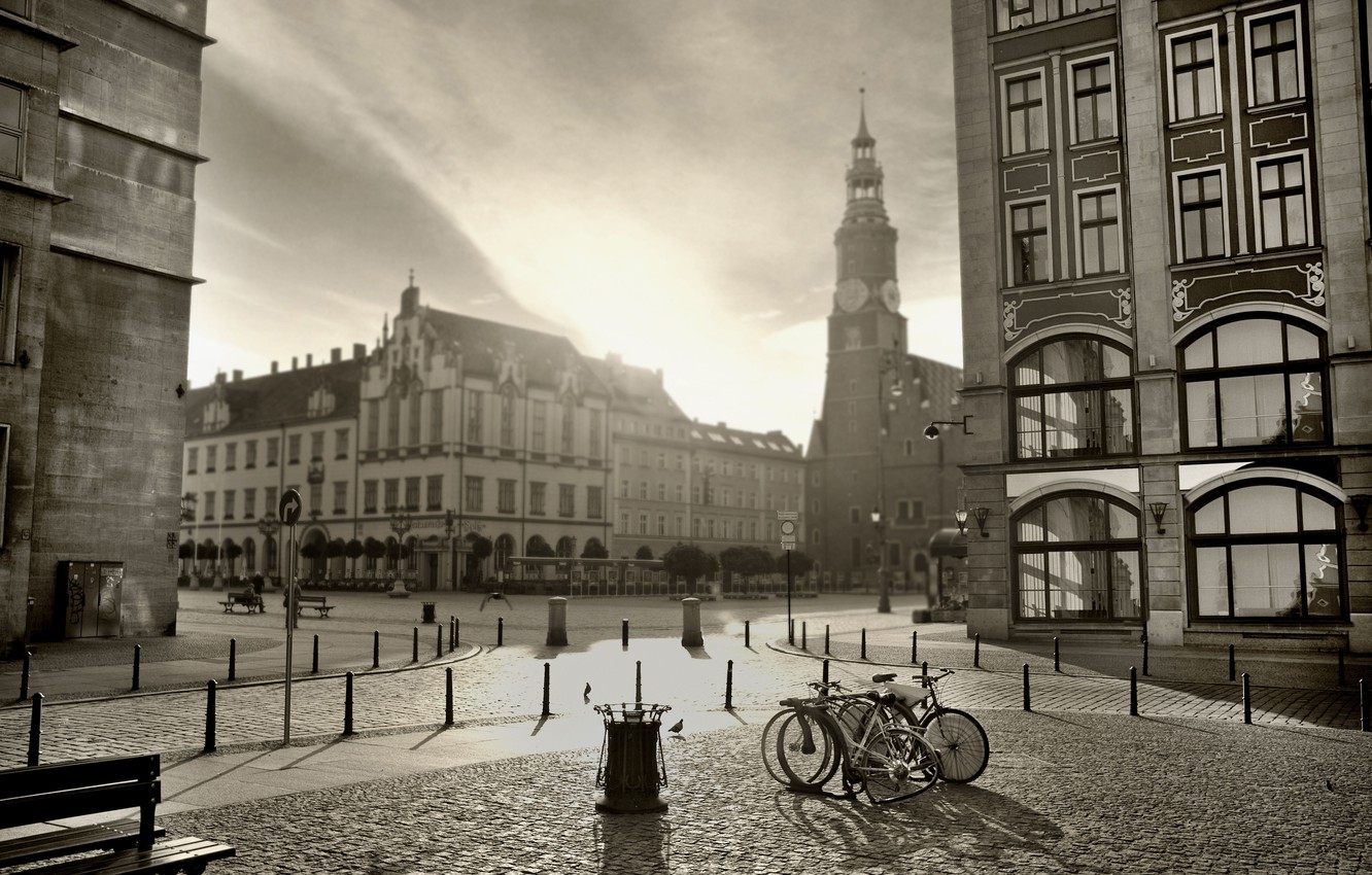 Photo Wallpaper The City, Photo, Black & White, Building, - Main Market Square - HD Wallpaper 