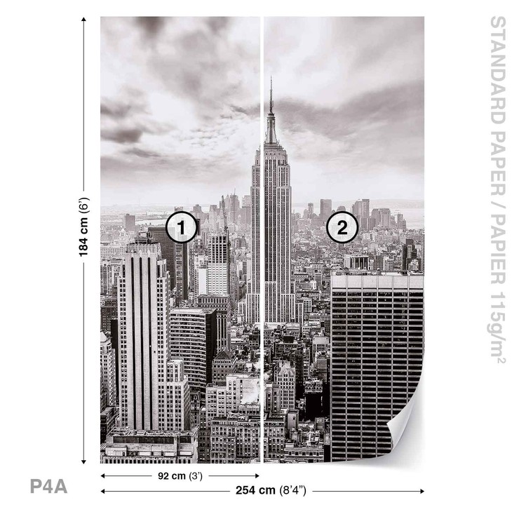 City Skyline Empire State New York Wallpaper Mural - Фотообои Города Нью Йорк - HD Wallpaper 