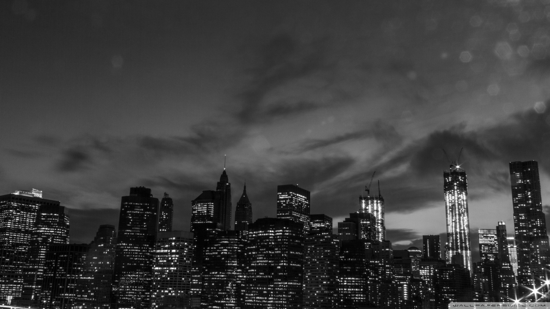 New York At Night Wallpaper Black And White - HD Wallpaper 