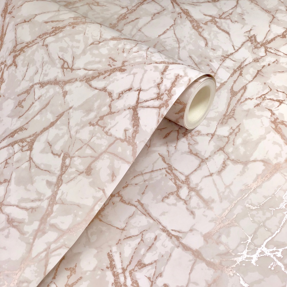 Fine Decor Metallic Marble Rose Gold Wallpaper - Rose Gold And Silver - HD Wallpaper 