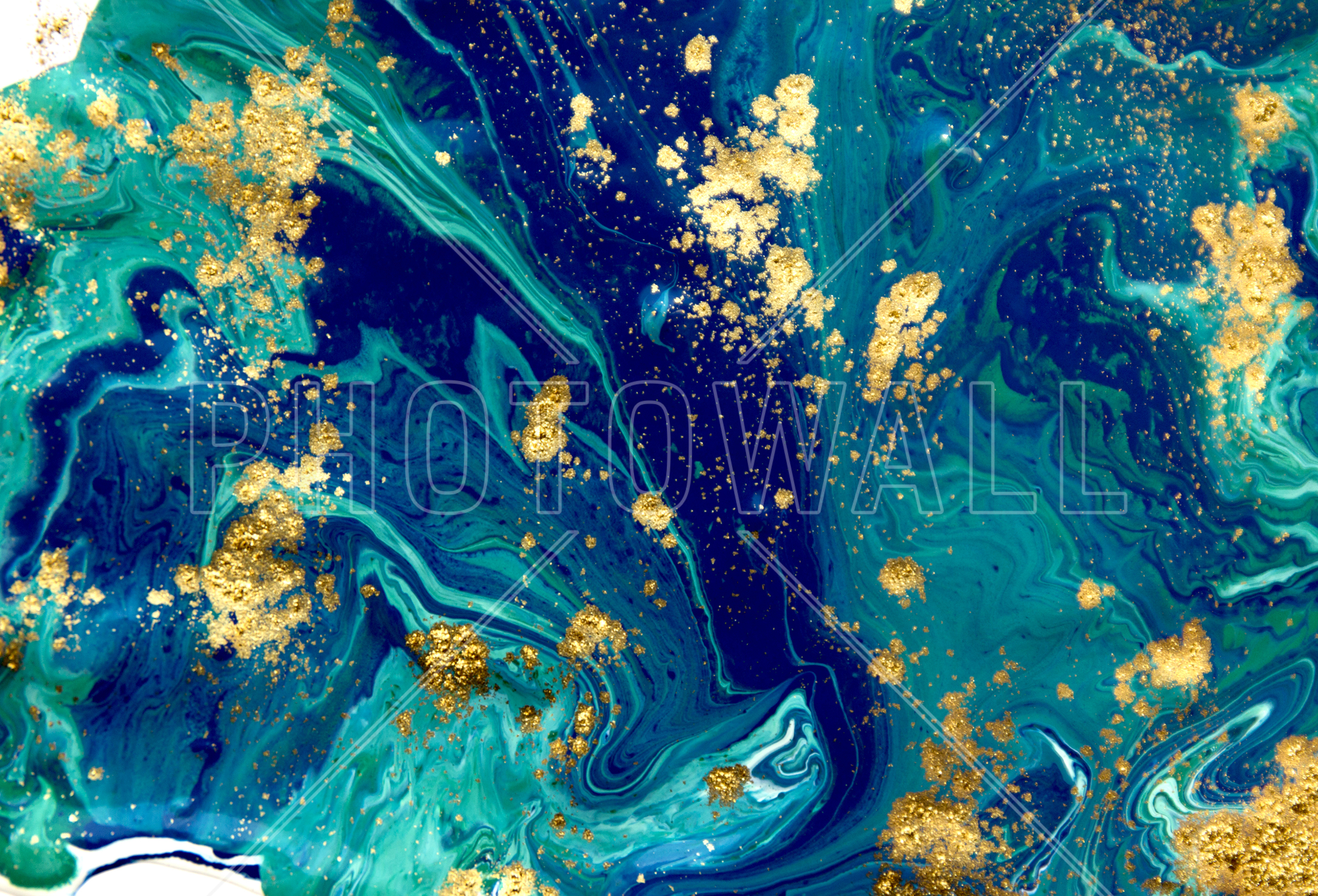 Blue Liquid Marble - Blue And Gold Marble - HD Wallpaper 