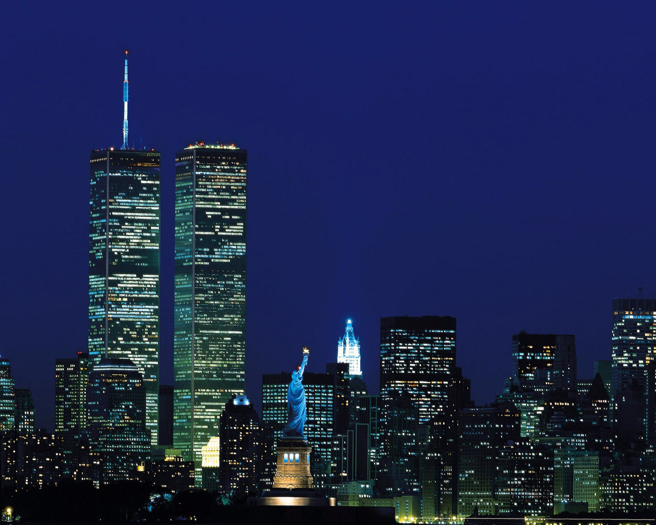 New York City Night Former Brooklyn Bridge 1080p Hd - Beautiful Pictures Of Twin Towers - HD Wallpaper 