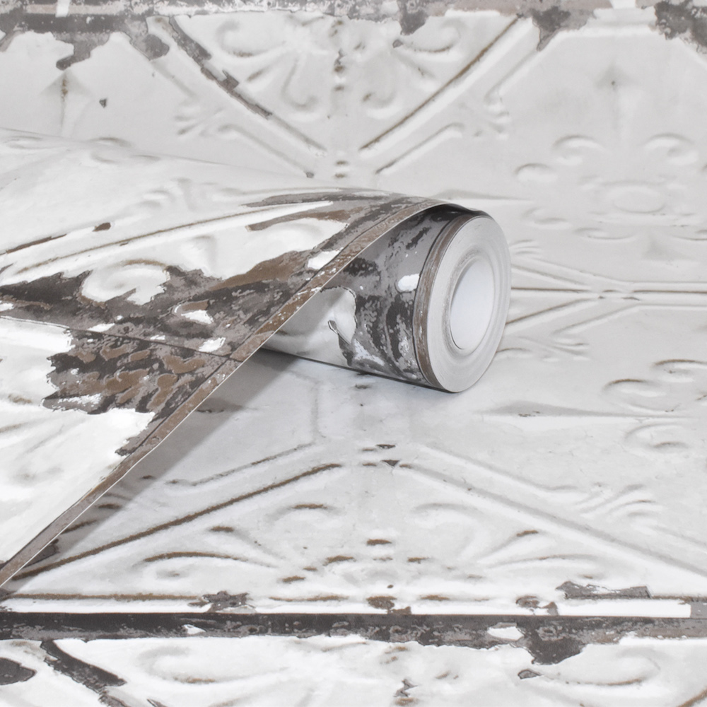 A Street Prints Tin Tile Light Grey/silver Wallpaper - Snow - HD Wallpaper 