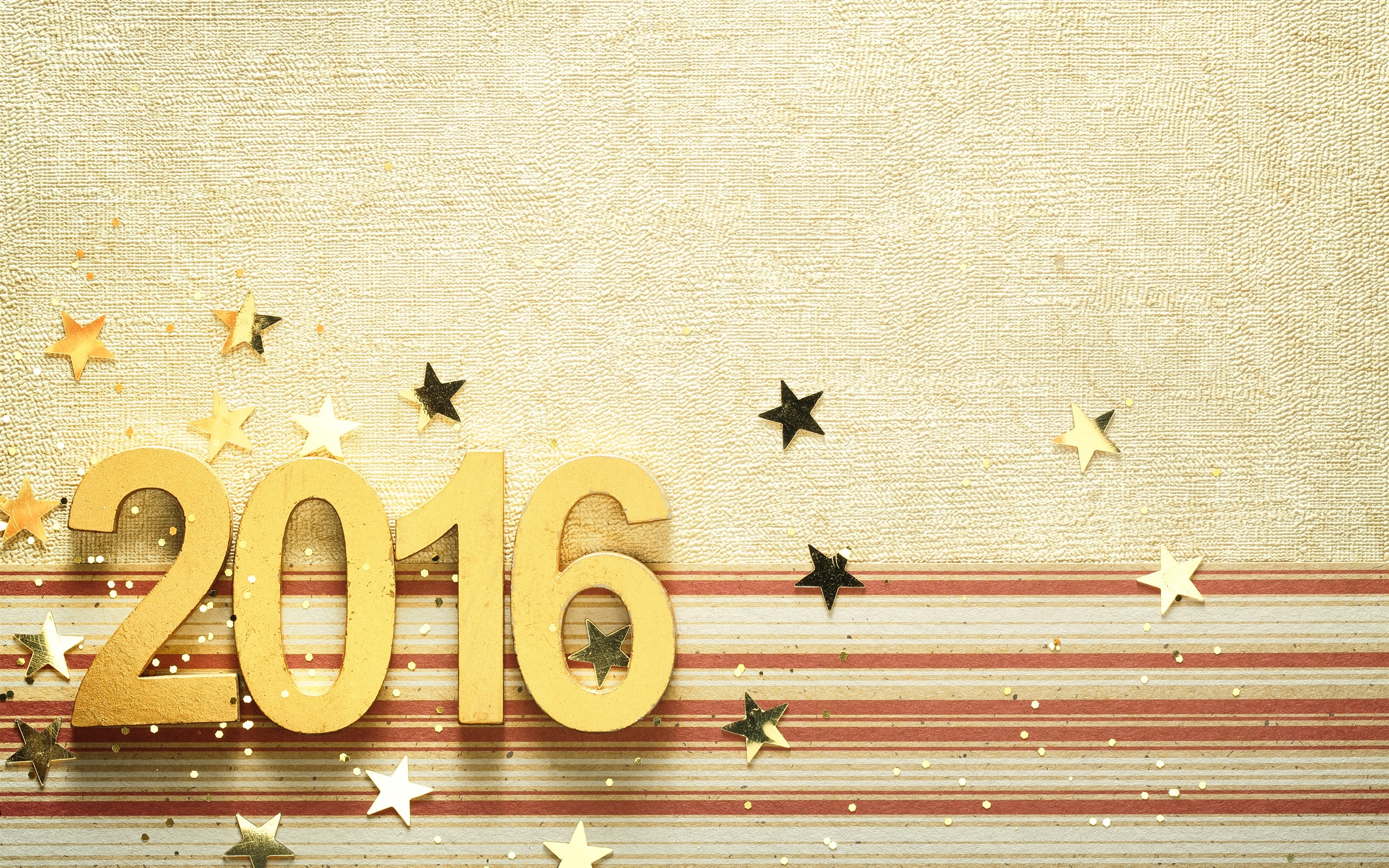 Wallpaper 2016 Happy New Year, Golden, Numbers, Stars - Ano Novo - HD Wallpaper 