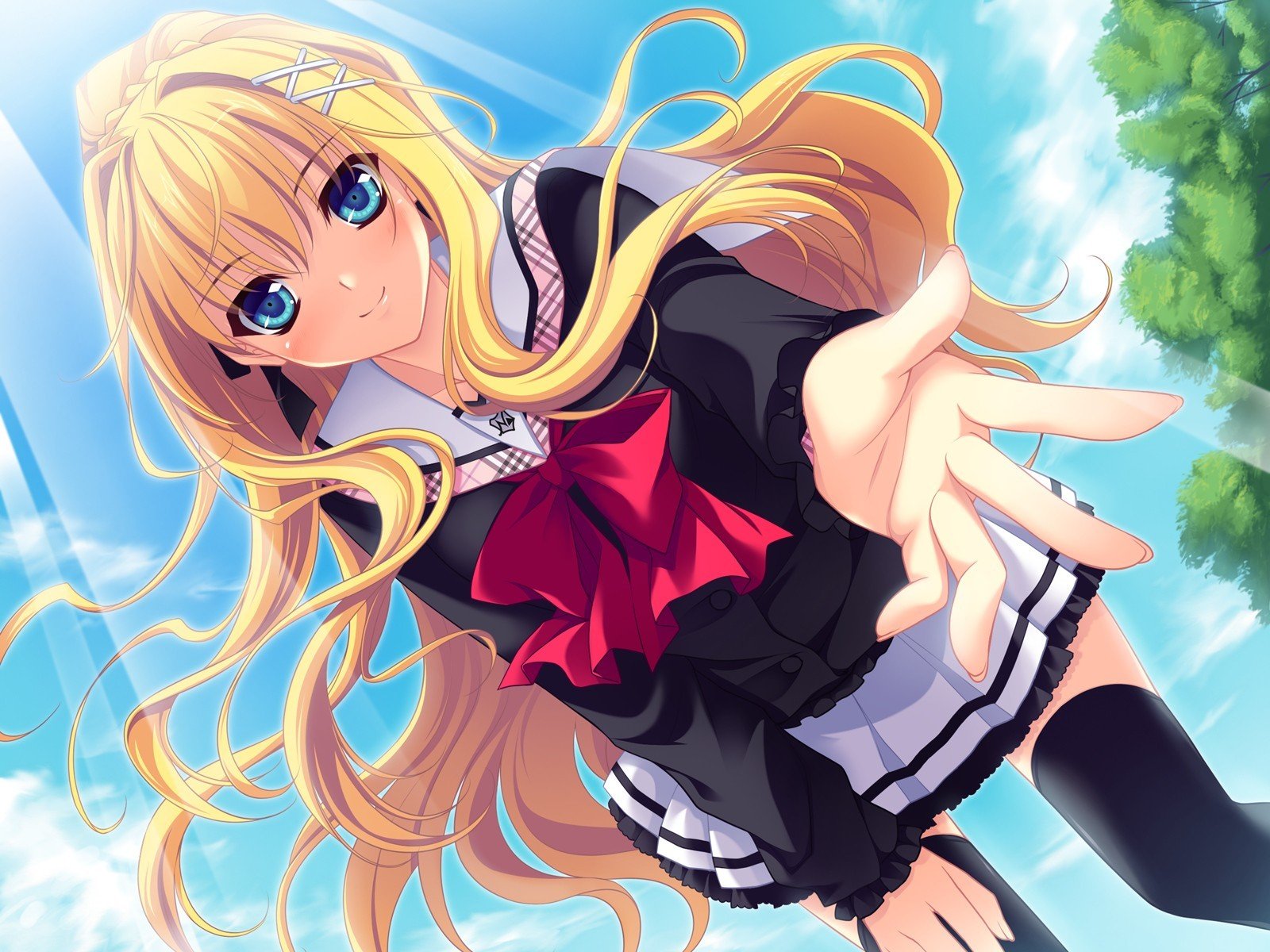 Blonde Hair Blue Eye Girl Anime 1600x10 Wallpaper Teahub Io