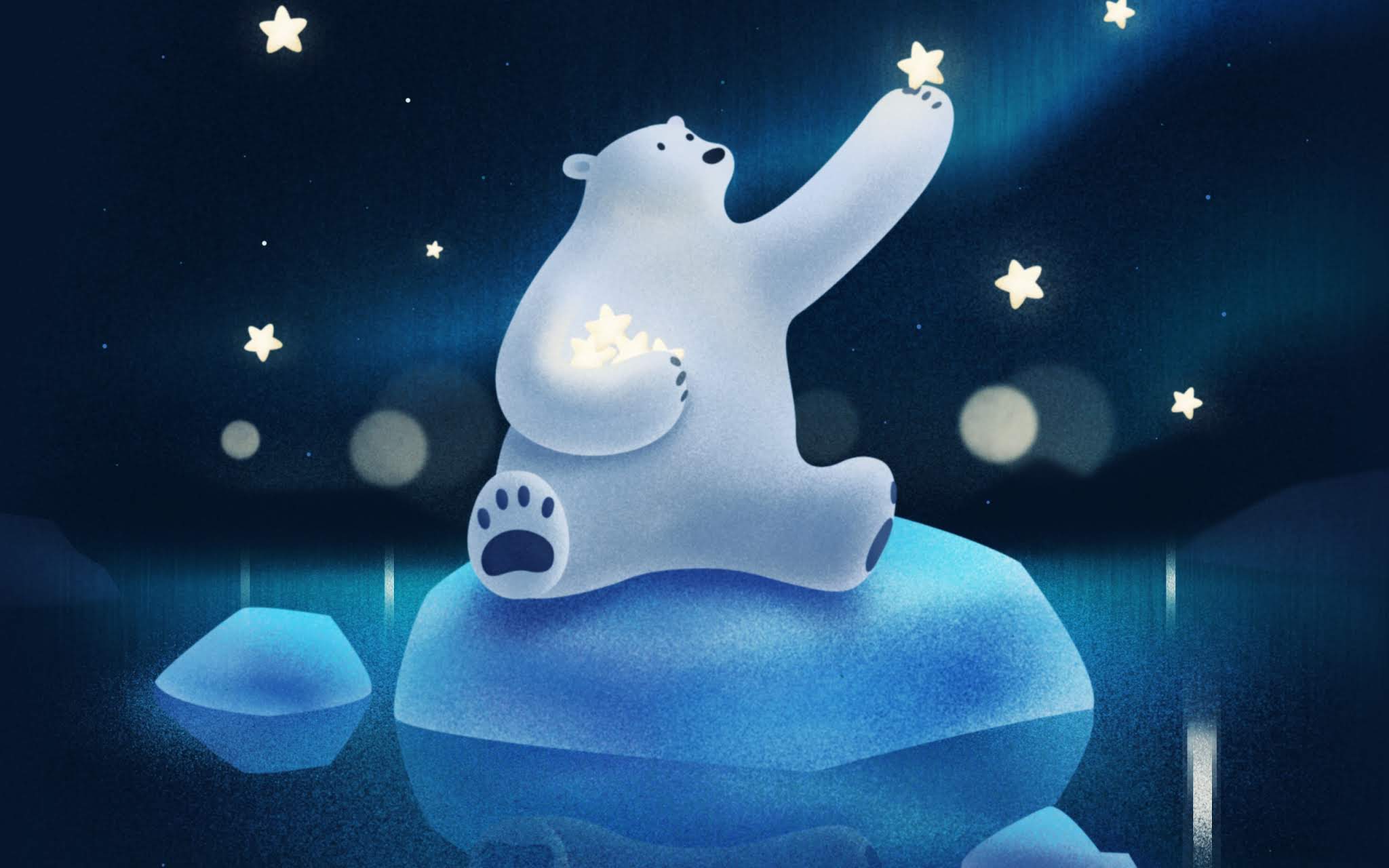 White Bear Wallpaper Iphone - White Bear With Night Sky - HD Wallpaper 