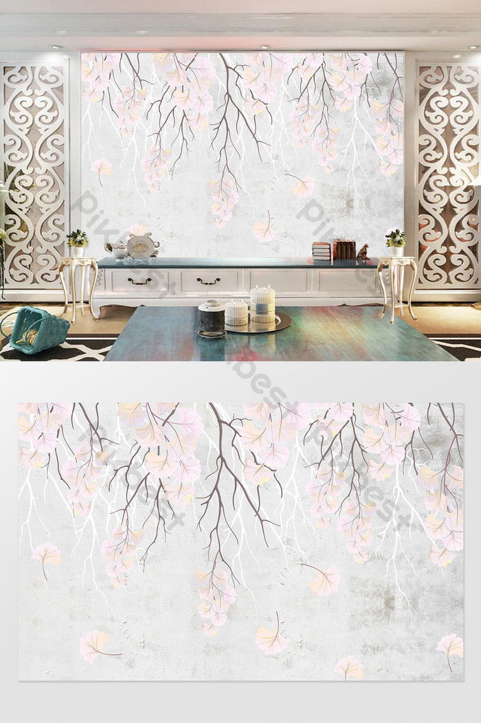 Modern Minimalist Romantic Floral Wallpaper Tv Background - Wall - HD Wallpaper 