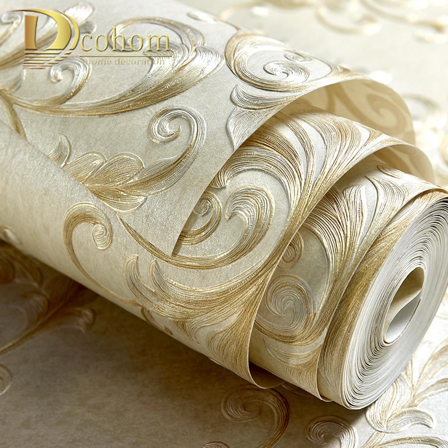 European Luxury Beige Damask 3d Wallpaper For Walls - Bege Papel De Parede Para Sala - HD Wallpaper 