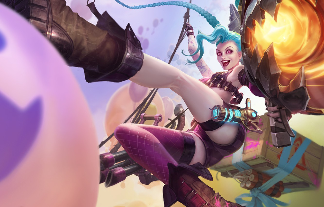 Photo Wallpaper Girl, Bazooka, Art, League Of Legends, - League Of Legends Jinx Sexy - HD Wallpaper 