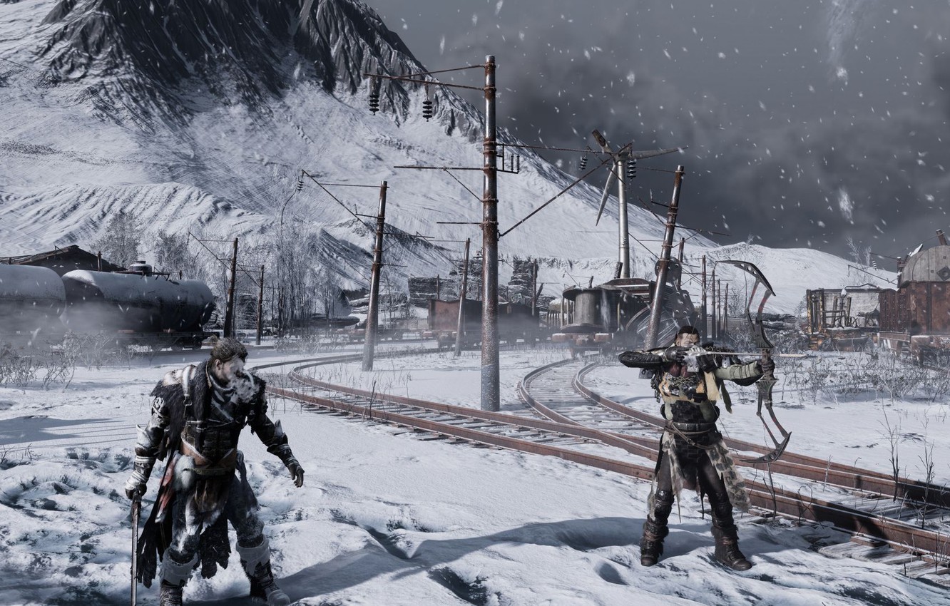 Photo Wallpaper Snow, Mountains, Rails, Game, Survival - Fade To Silence Ps4 Gameplay - HD Wallpaper 