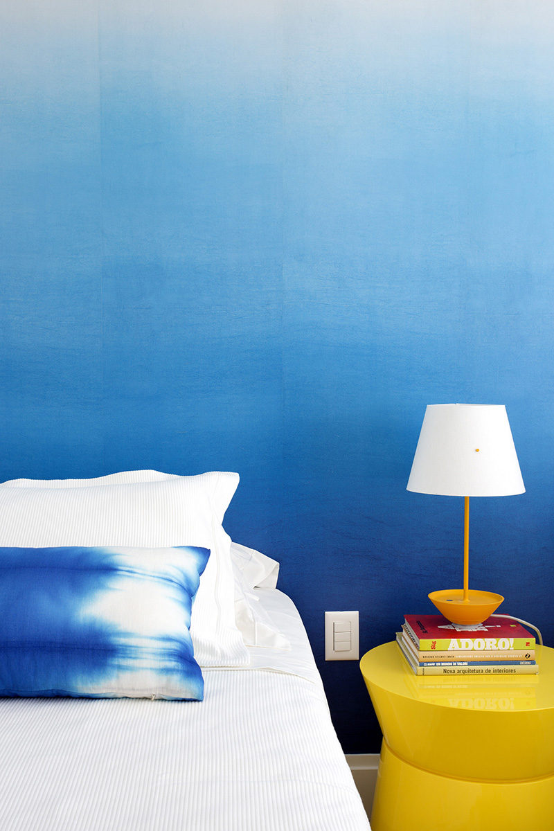 Bedroom Design Ideas - Quarto Azul Com Decoração Amarelo - HD Wallpaper 
