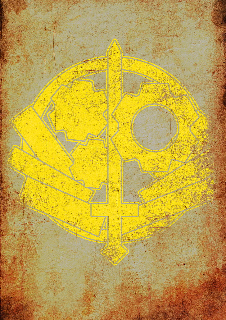 Yellow Sword And Gear Logo, Fallout, Fan Art, Brotherhood - Paper Texture - HD Wallpaper 