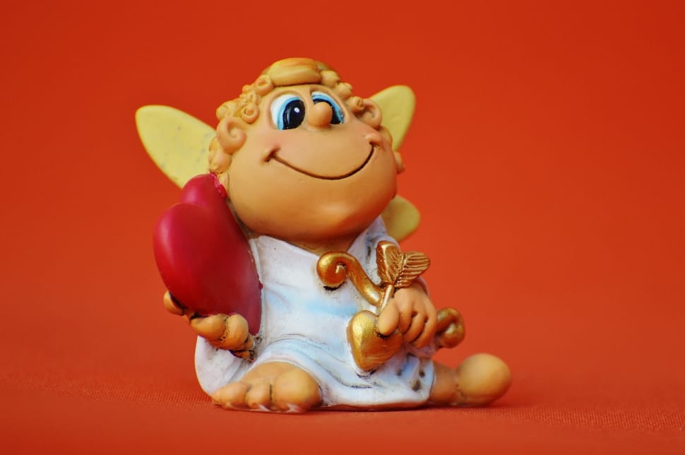 Heart, Guardian Angel, Angel, Red, Colored Background - Ange Gardien St Valentin - HD Wallpaper 