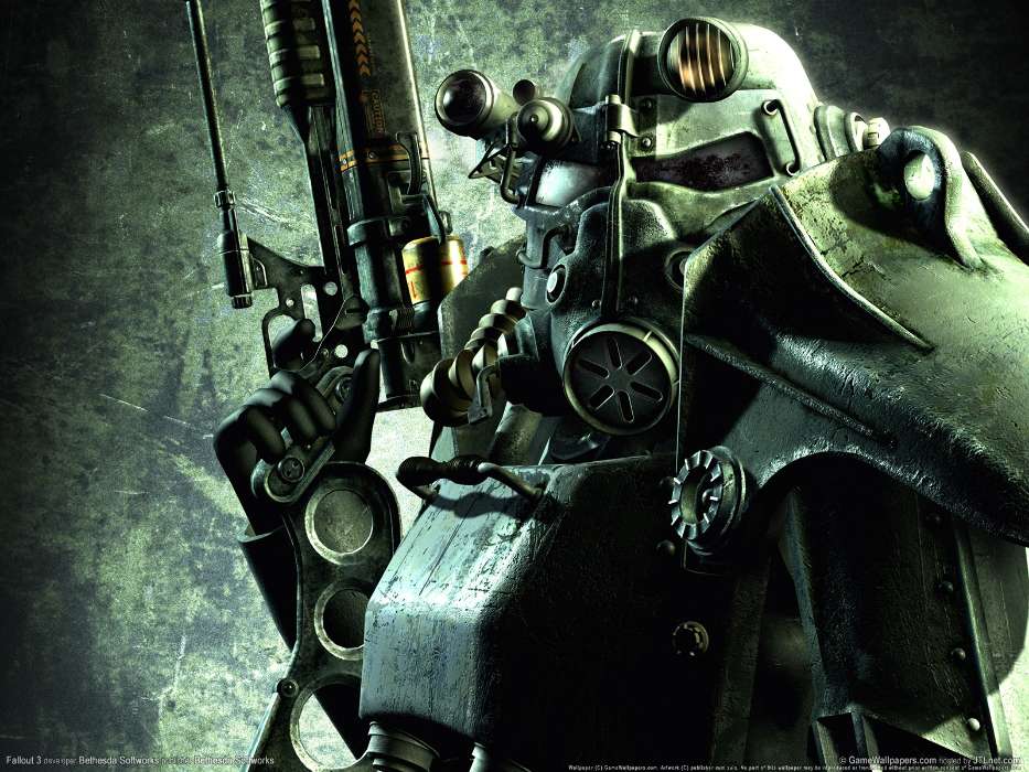 Download Mobile Wallpaper Games, Fallout For Free - Fallout 3 Power Armor Art - HD Wallpaper 