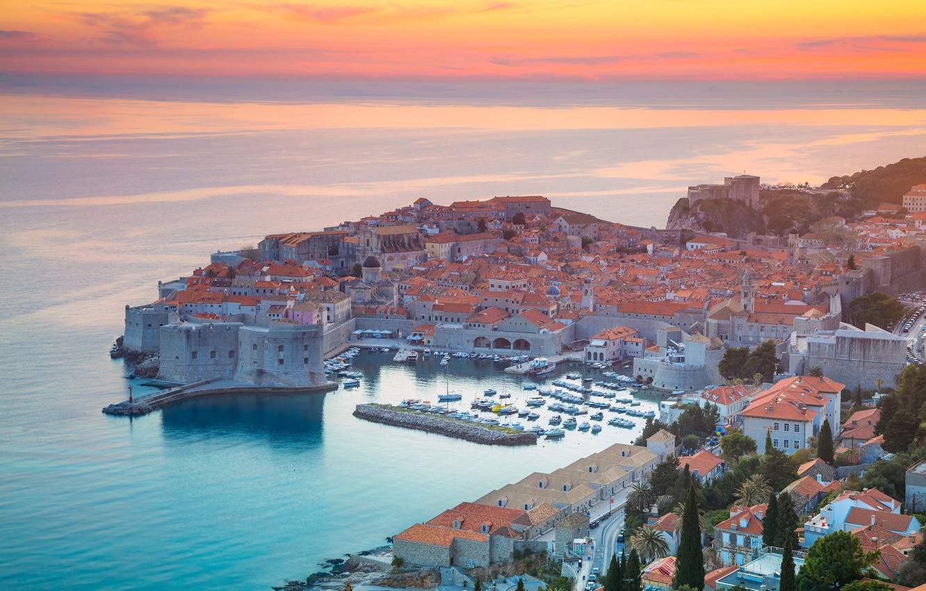 Photo Wallpaper Sea, Landscape, Home, Glow, Croatia, - Dubrovnik - 1332x850  Wallpaper 