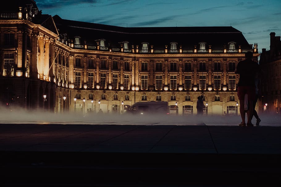 France, Bordeaux, Mist, Building, Fog, Shadows, Architecture, - Place De La Bourse - HD Wallpaper 