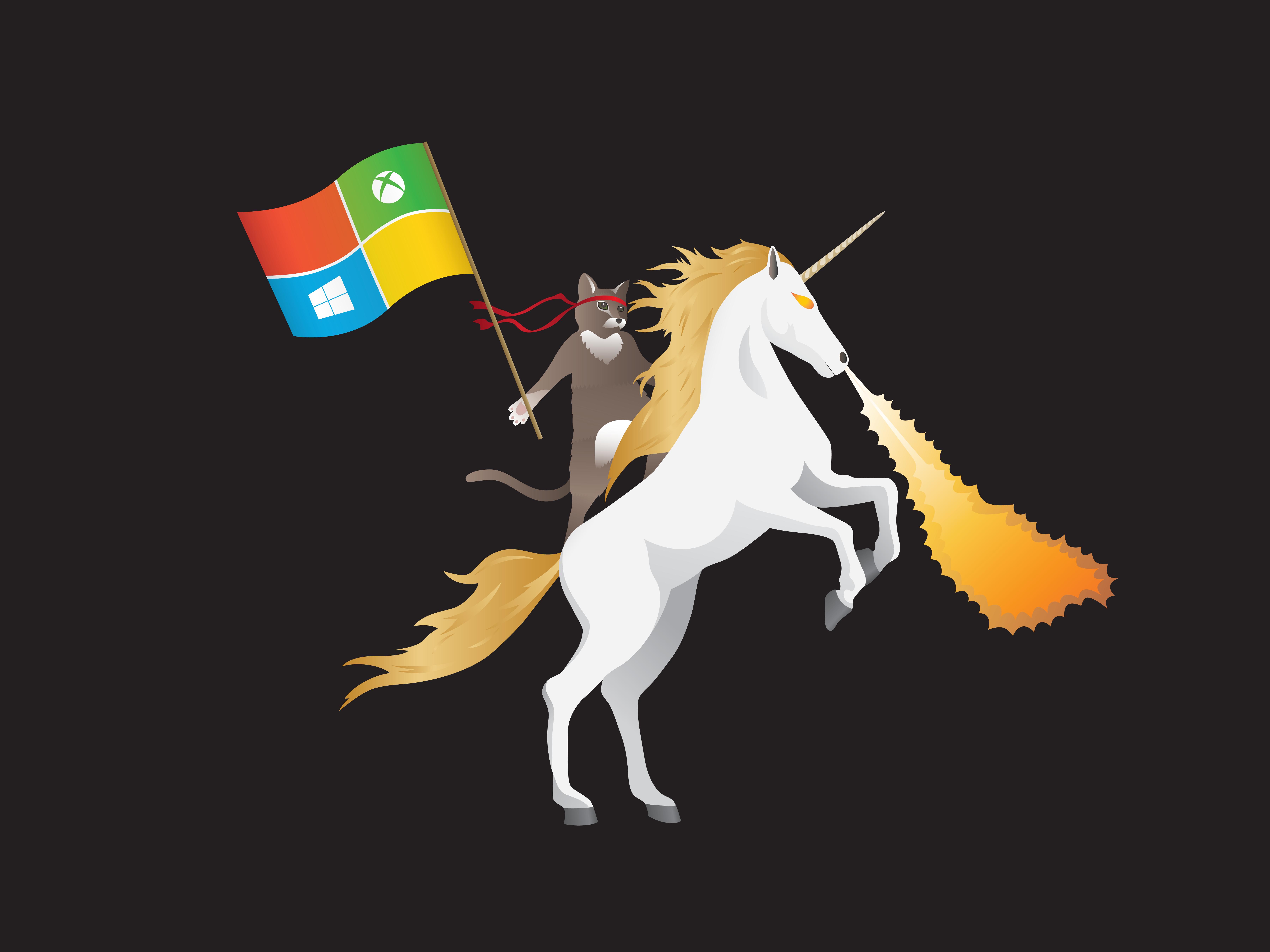 3ccghh6 - Microsoft Ninja Cat Unicorn - HD Wallpaper 