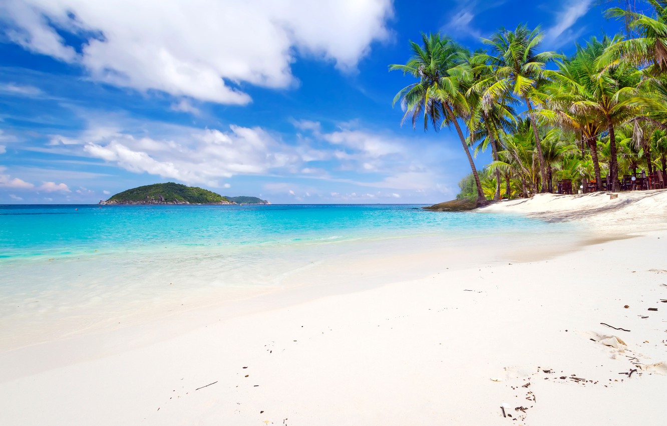 Photo Wallpaper Sand, Sea, Beach, The Sky, Islands, - Beach Christmas - HD Wallpaper 