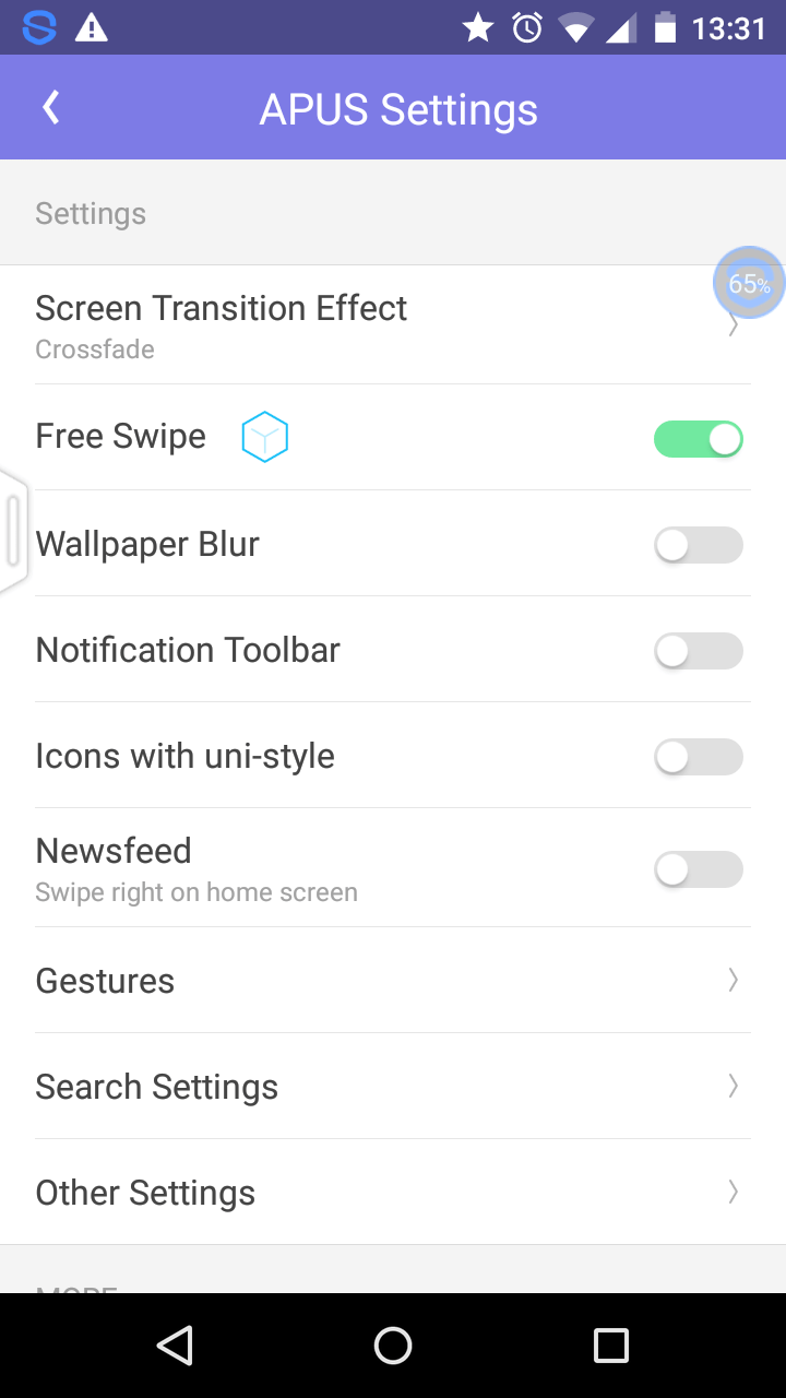 Apus Launcher Settings Screen - Cpanel App - HD Wallpaper 