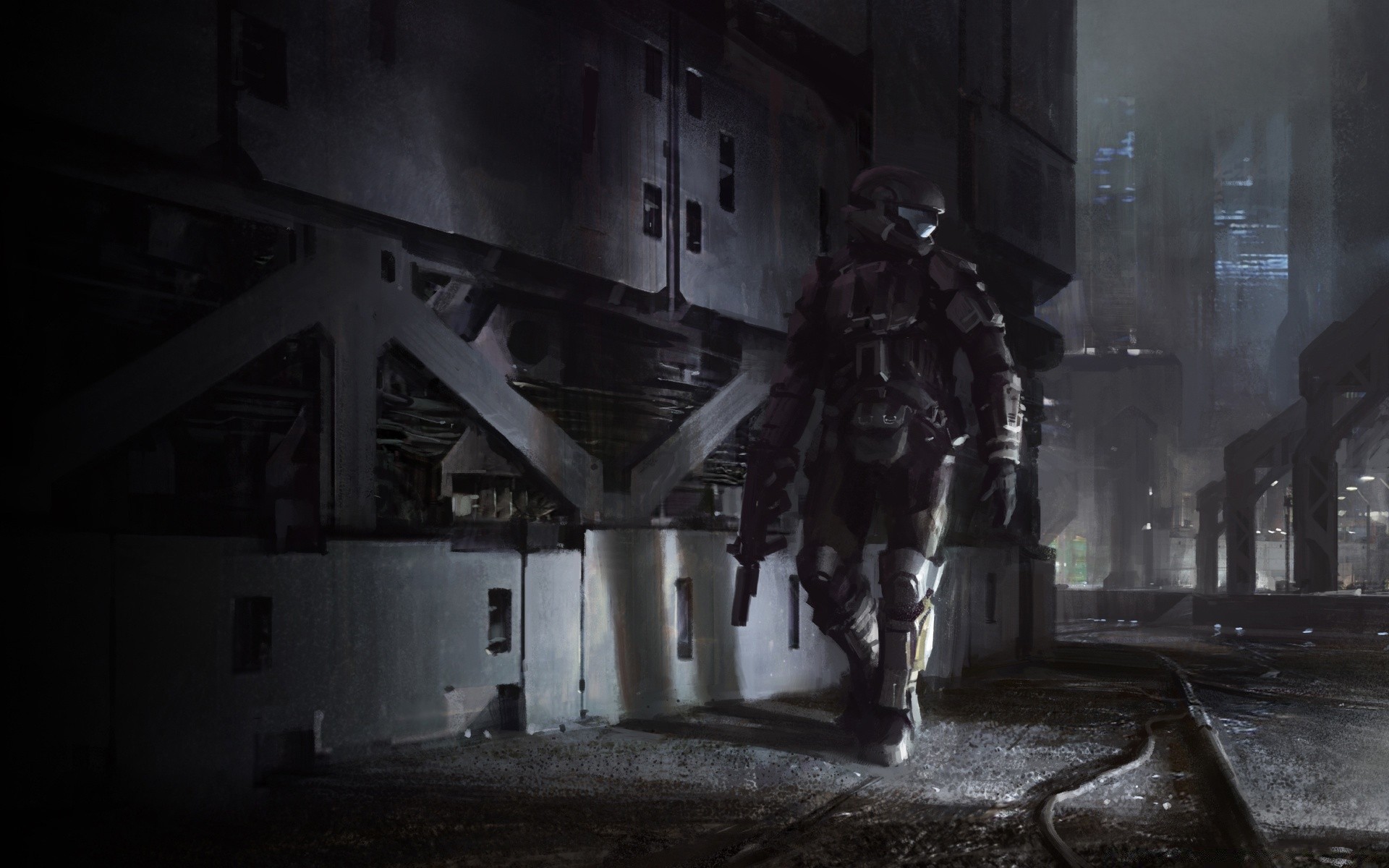Halo One Adult Light Calamity Grinder Indoors War Military - Halo 3 Odst Concept Art - HD Wallpaper 