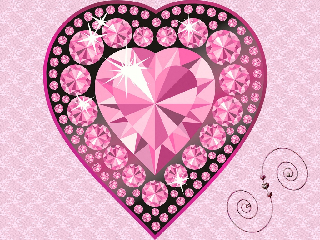 Wallpaper Heart, Diamond, Glitter, Light - Light Pink Wallpaper Diamond - HD Wallpaper 