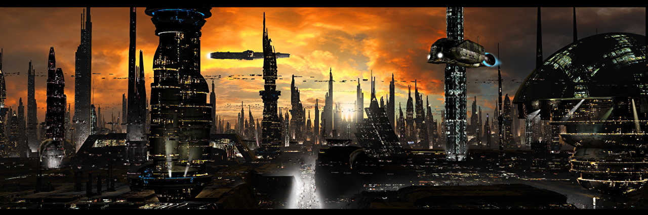 Dual Monitor Wallpaper Futuristic - HD Wallpaper 