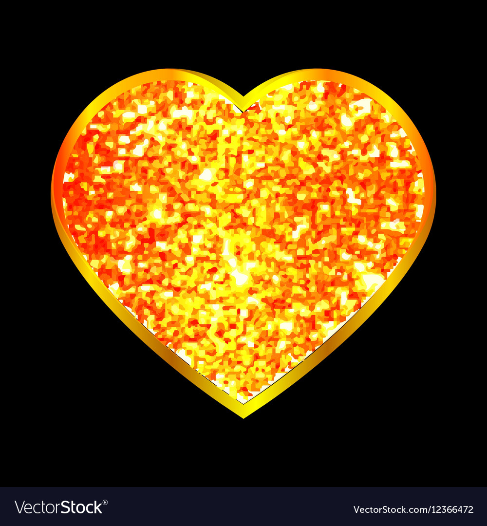 Golden Heart With Black Background - HD Wallpaper 