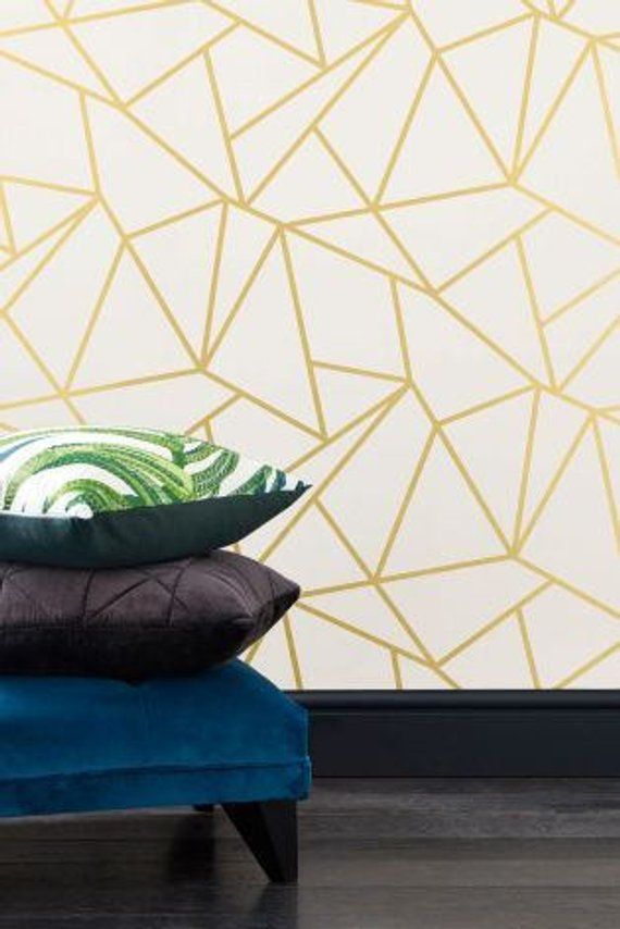 Geometric Feature Wall Gold - HD Wallpaper 