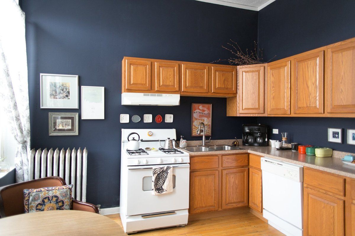Dark Blue Kitchen Paint - HD Wallpaper 