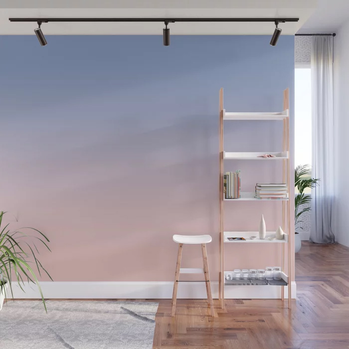 Rose Quartz And Serenity Ombre Wall Mural - White Wash Brick Wall - HD Wallpaper 