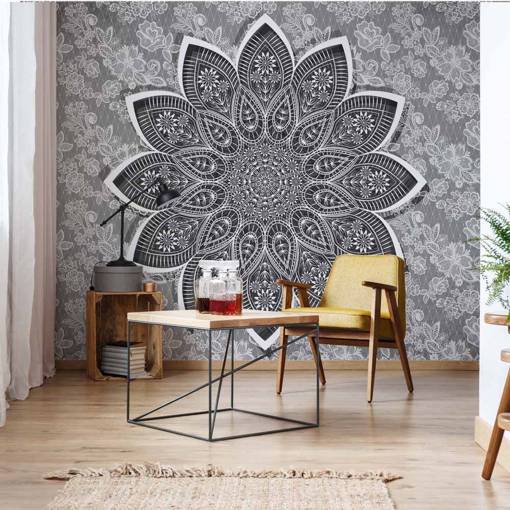 Mandala Grey And White - Texture Concrete Wall Design - HD Wallpaper 