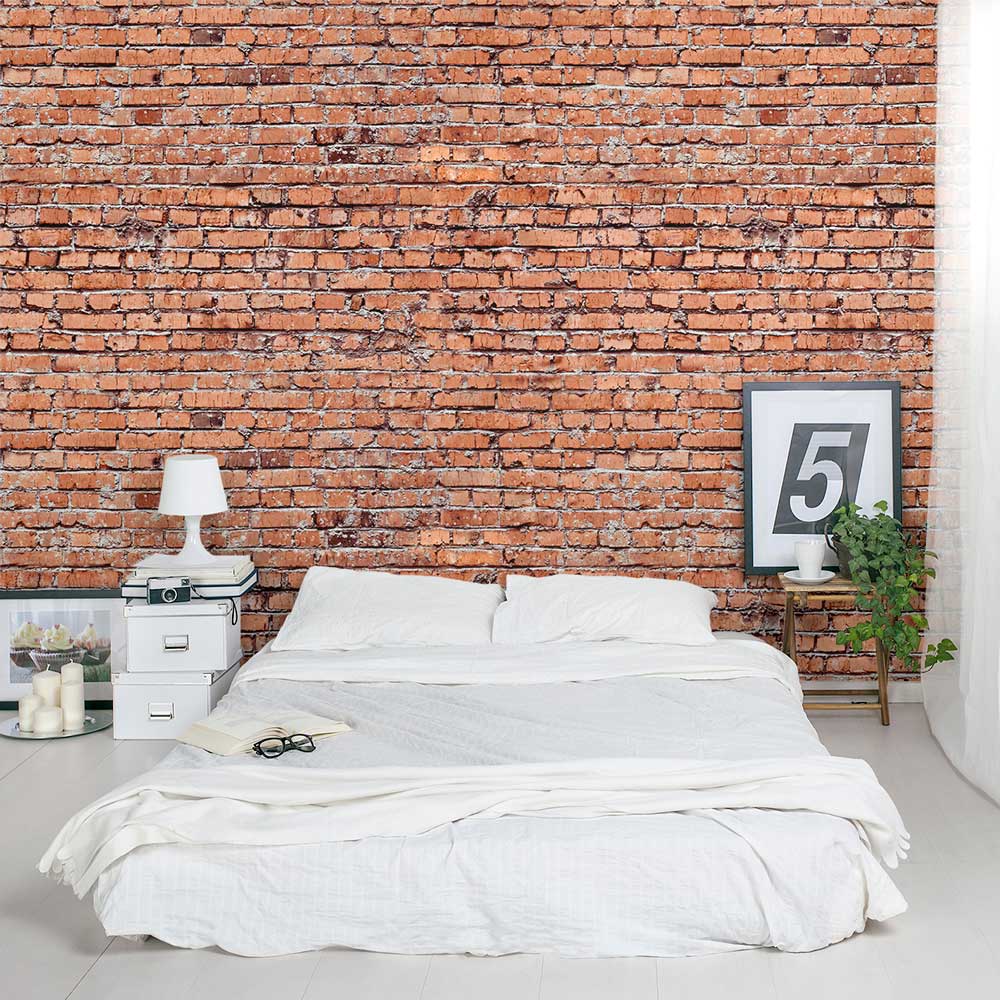 Old Red Brick Wall Mural - Red Brick Wall Bedroom - HD Wallpaper 