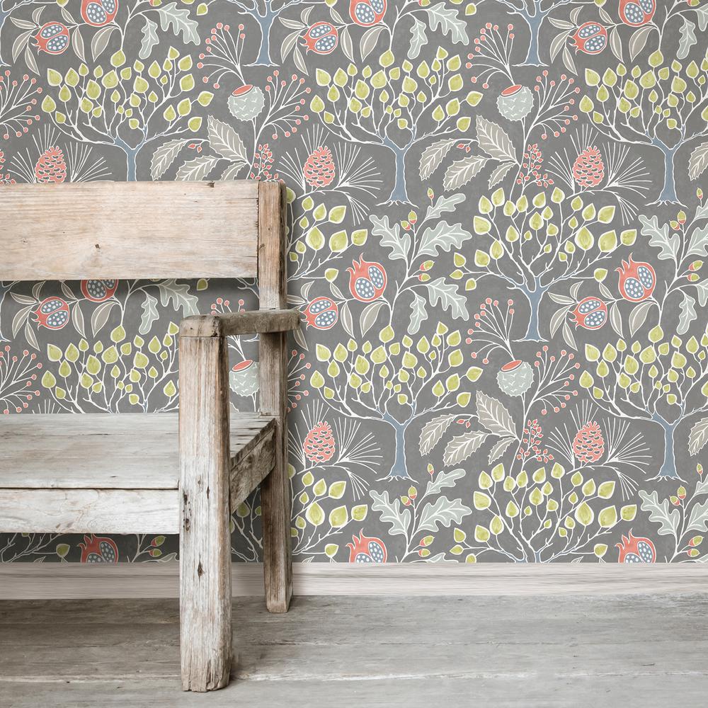 Nuwallpaper Nu3039 Groovy Garden Grey Peel & Stick - HD Wallpaper 