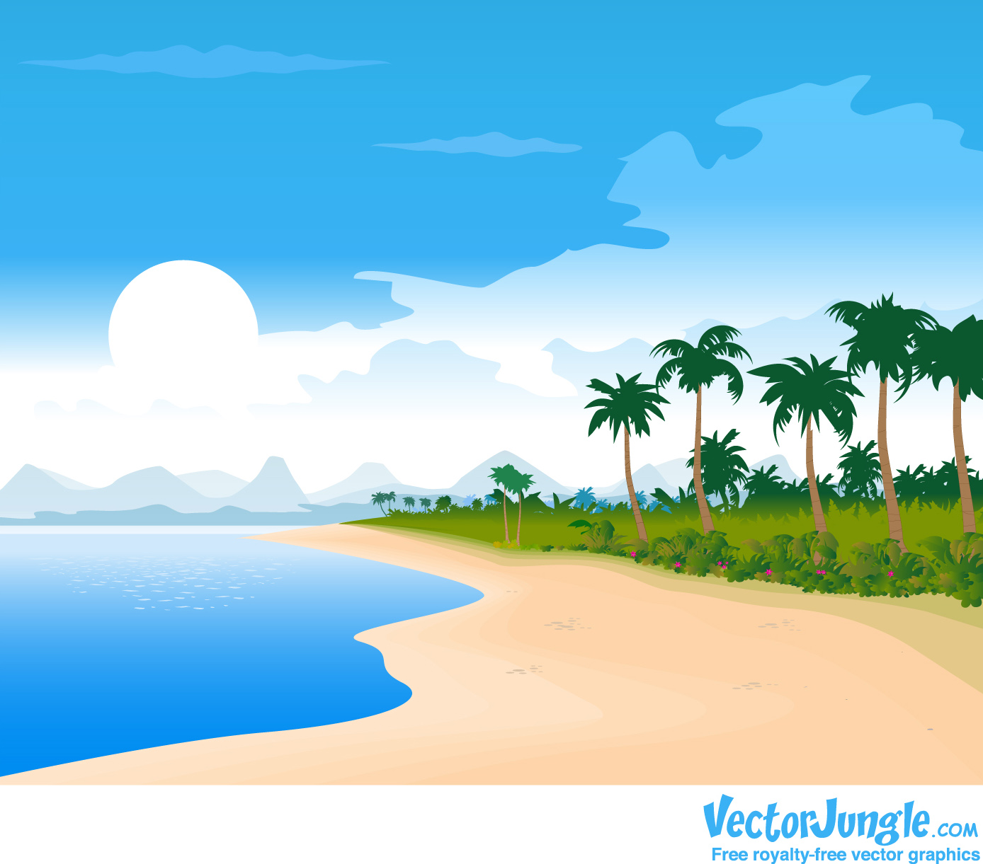 Cartoon Beach Background - HD Wallpaper 