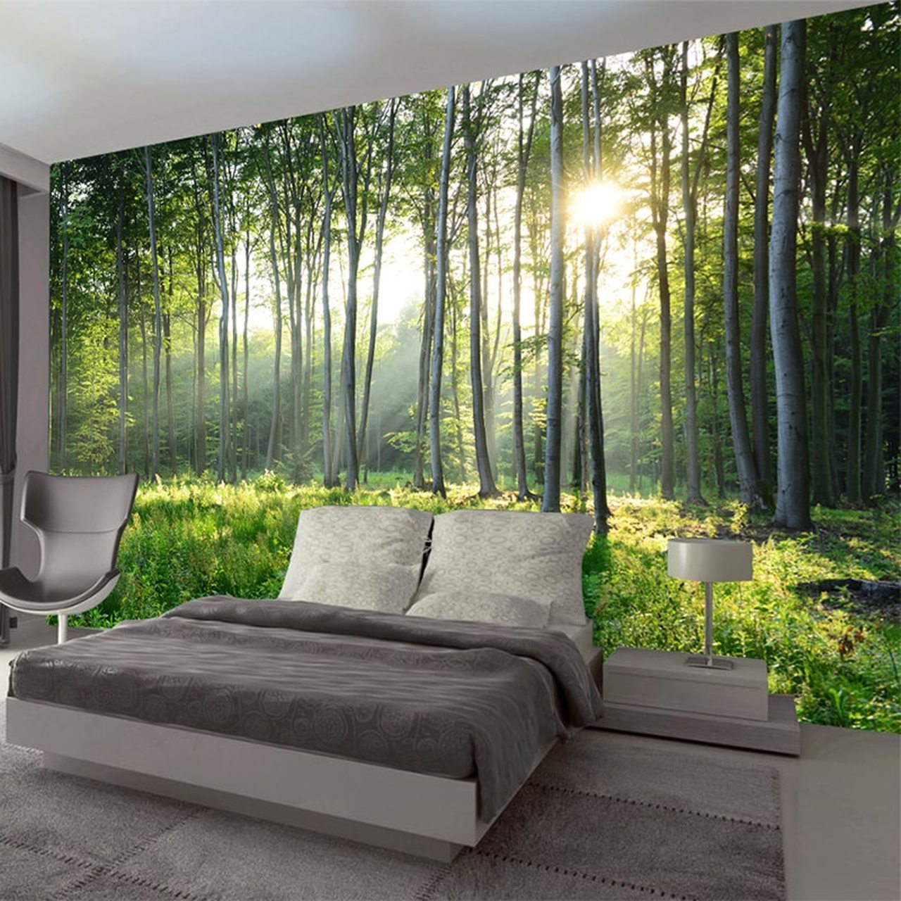 Green Nature Bedroom Interior Design - HD Wallpaper 