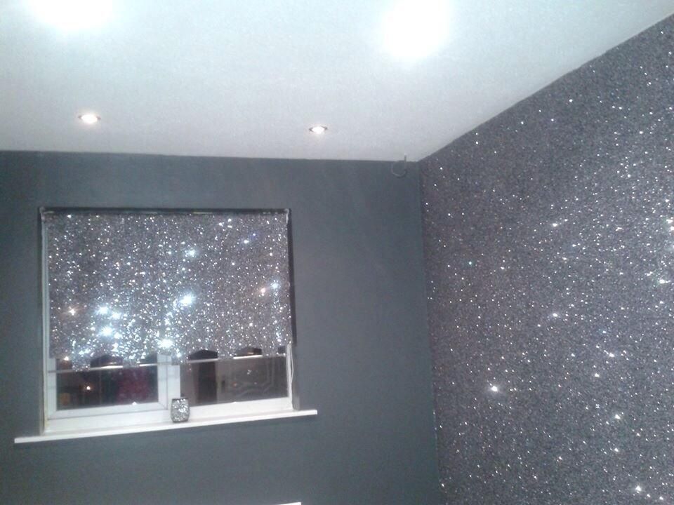 Silver Glitter Wall Paint - HD Wallpaper 