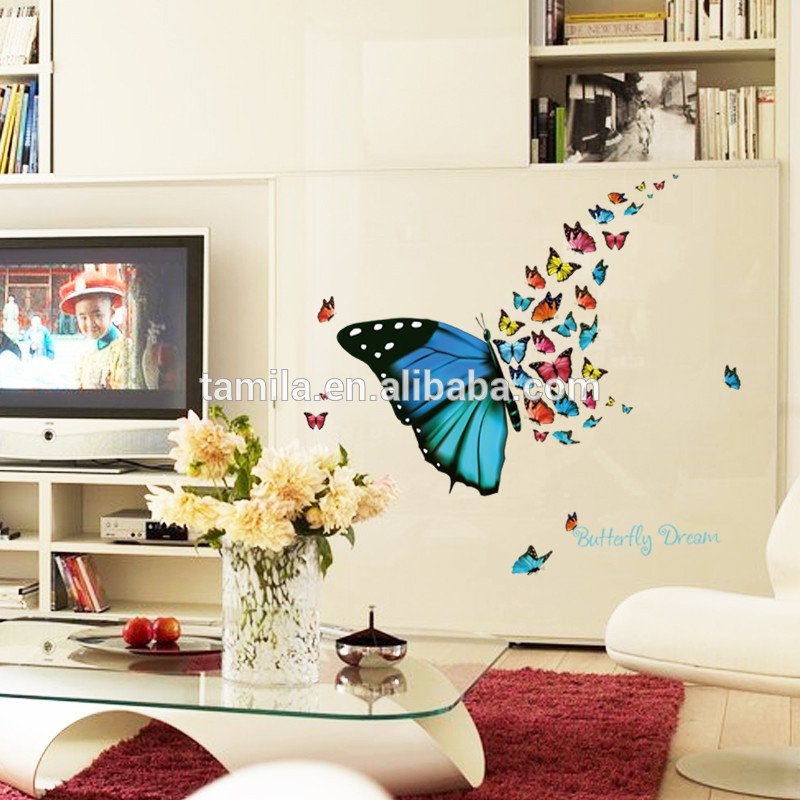 Butterfly&flower Decorative Wallpapers On The Walls - Butterflies On Living Room - HD Wallpaper 