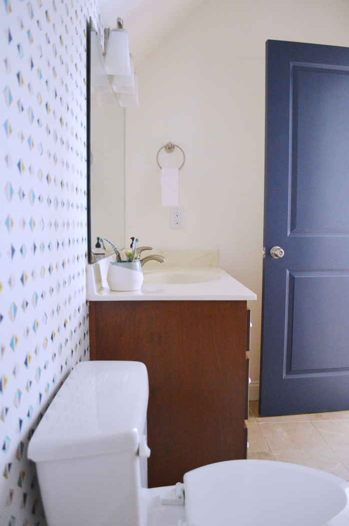 A Bathroom Update With Removable Wallpaper And Paint - Bathroom - HD Wallpaper 