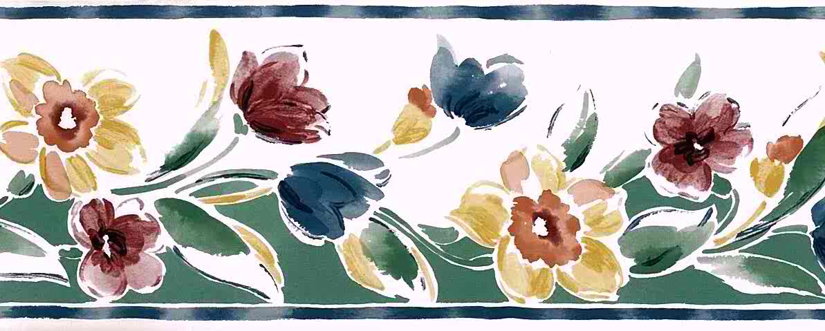 Spring Flowers Vintage Wallpaper Border, M - Tulip - HD Wallpaper 